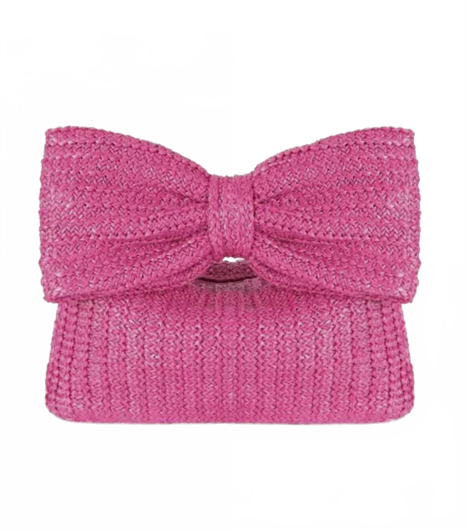 

Женская соломенная сумка с бантом в розовом цвете Little Trendy