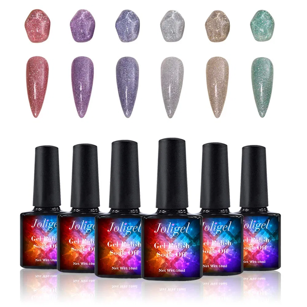 Набор гель-лаков Joligel Glitter из 6 штук, 10 мл Vidarosa