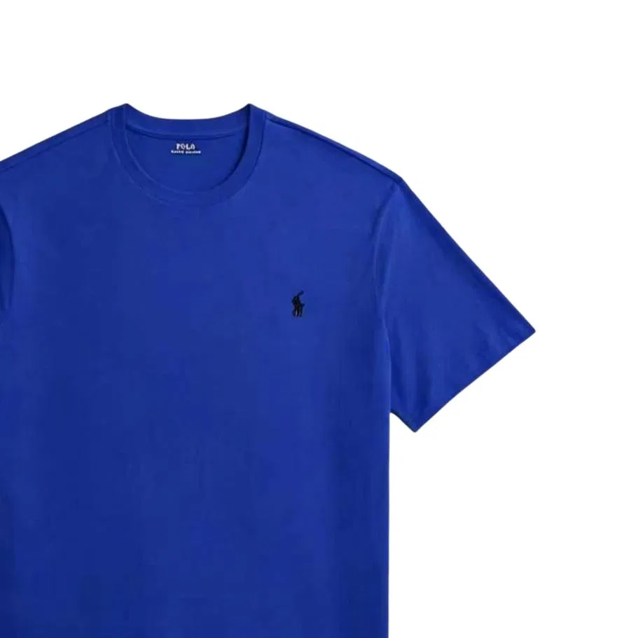Футболка хлопковая с круглым вырезом Polo Ralph Lauren синяя — фото 3