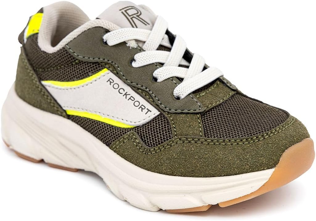 

Детские кроссовки Rockport Kids для мальчиков - эластичные кроссовки без шнурков с амортизирующей подошвой, дышащей сеткой и прочным сцеплением (размеры для малышей/маленьких детей), слоновая кость/оливковый