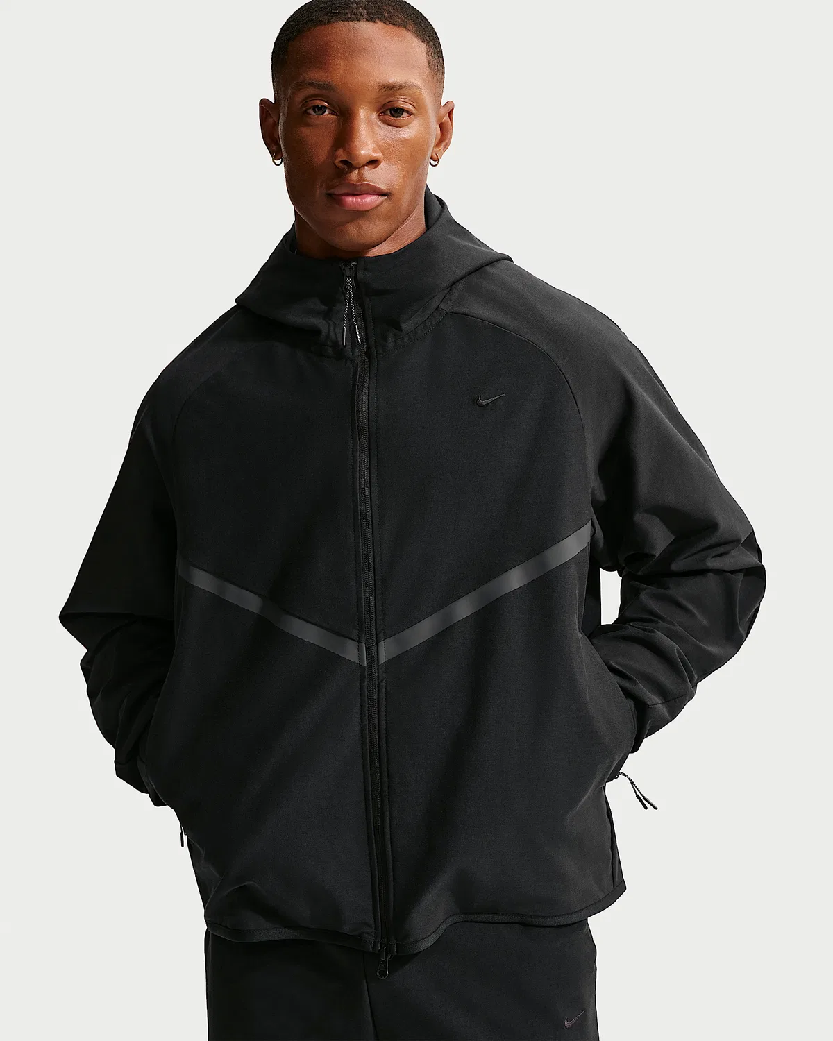 Мужская куртка-ветровка Shori Knit Full-Zip Windrunner Nike Tech, Black/Black