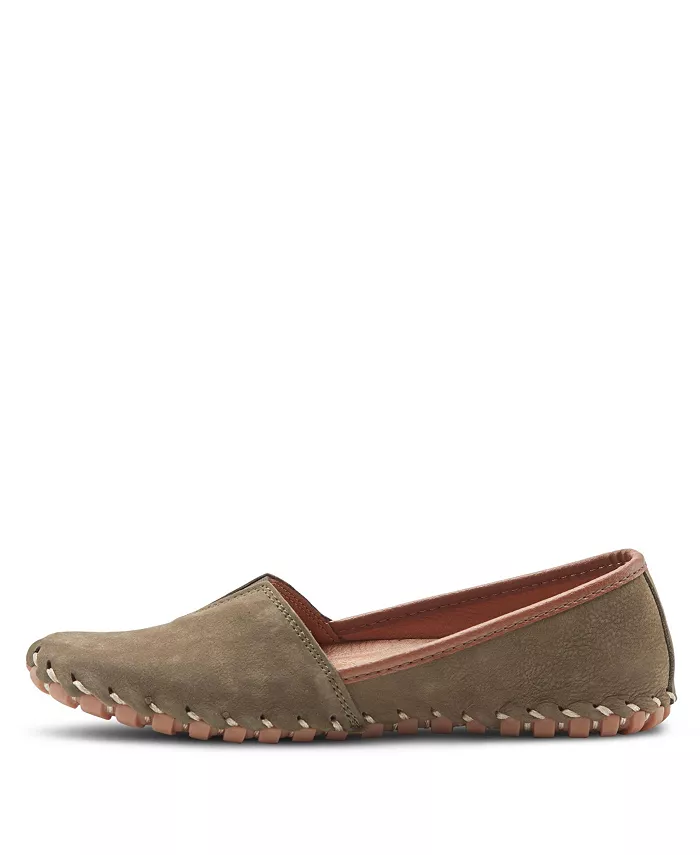Kathaleta Suede Slip-On Comfort Туфли на плоской подошвеs с V-образной эластичной выемкой, поддержкой свода стопы и съемной стелькой Spring Step, зеленый — фото 2