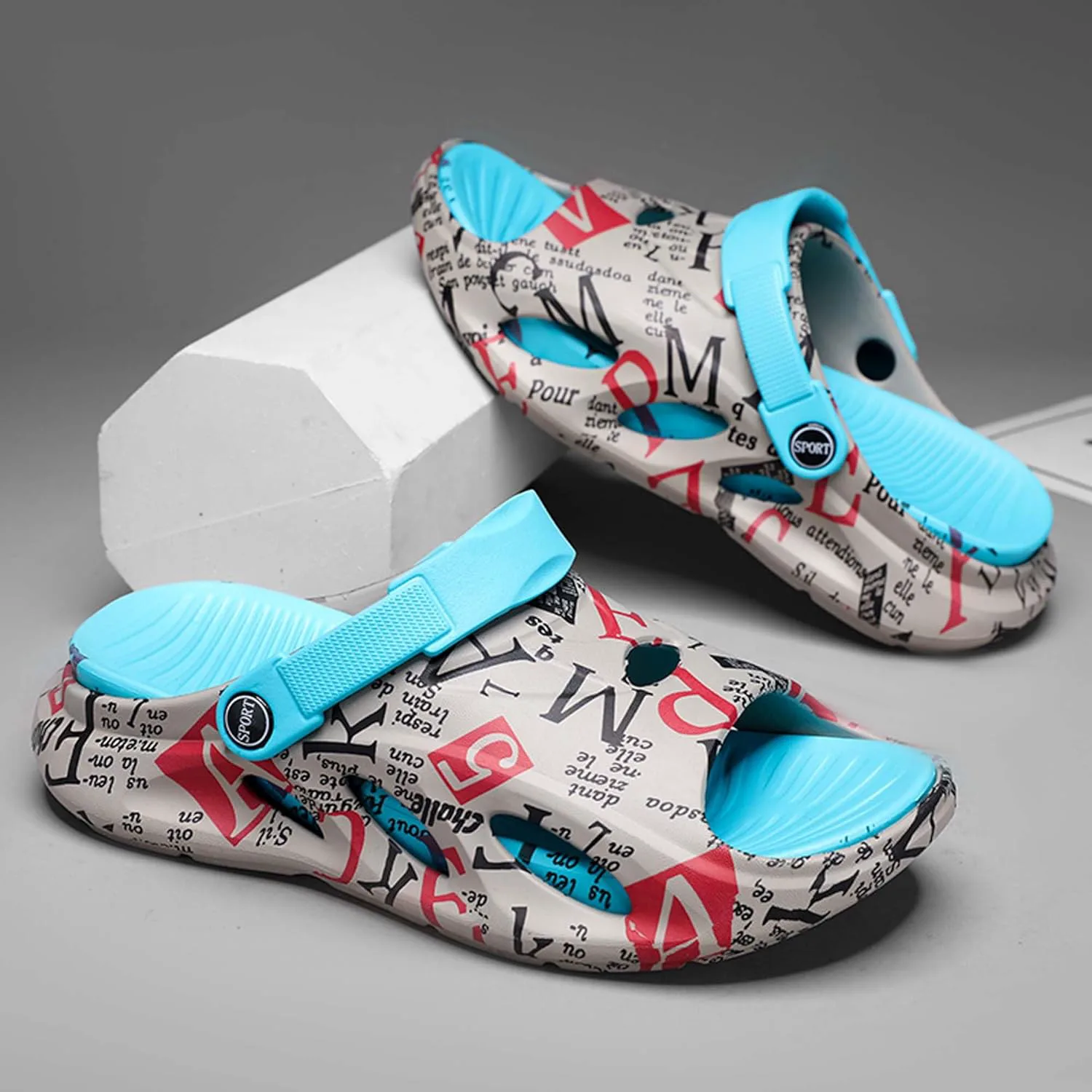 

Сандалии и шлепанцы с отверстиями для мужчин для внешней носки, против скольжения CYYDS, серый