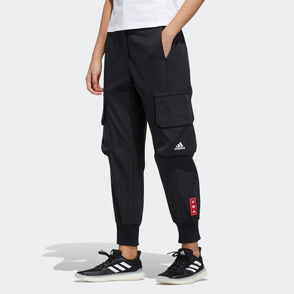 Спортивные штаны (WMNS) adidas Cny Pt Wv Big Pocket Logo Woven Bundle Feet Sports Pants/Trousers/Joggers Black, черный — фото 2