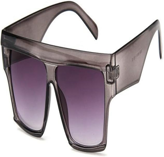 

Женские солнцезащитные очки с плоской верхней частью, пластиковой оправой, градиентными линзами, увеличенного размера, черного цвета, в модном стиле JWMSXYQR, Clear Grey