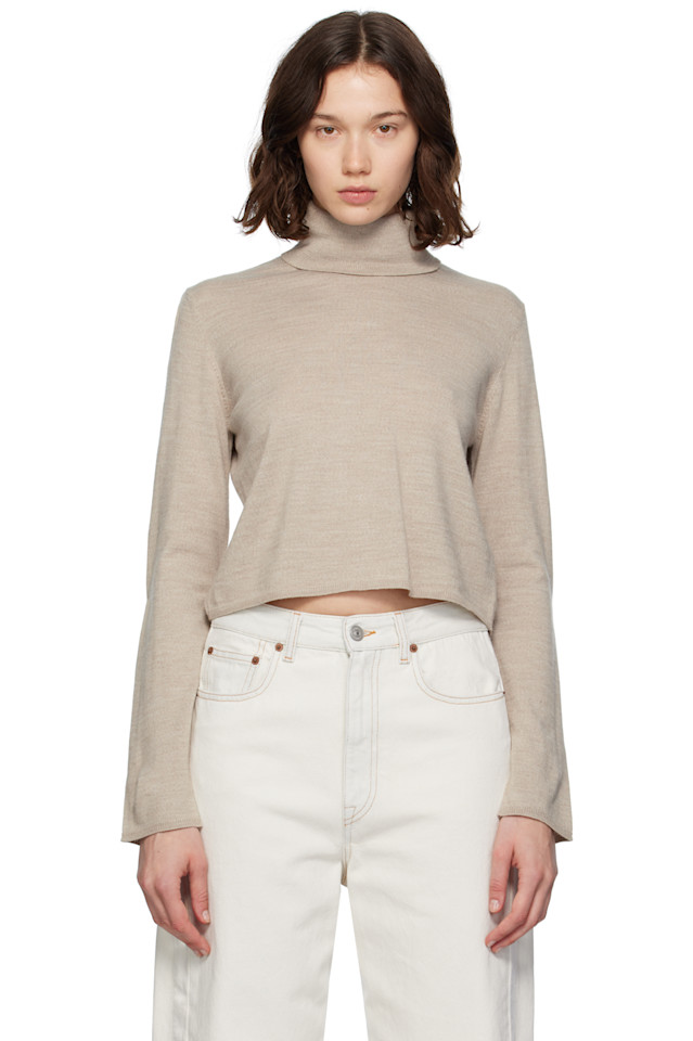 

Вязаный водолазка Mm6 Maison Margiela, бежевый