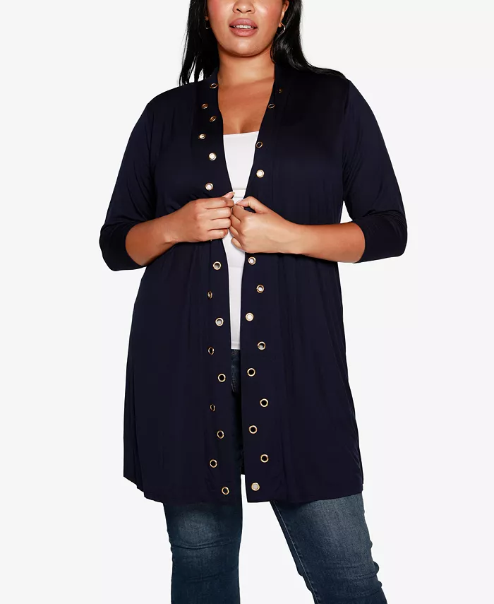 

Кардиган-длиннополый свитер с люверсами, plus size Belldini, синий