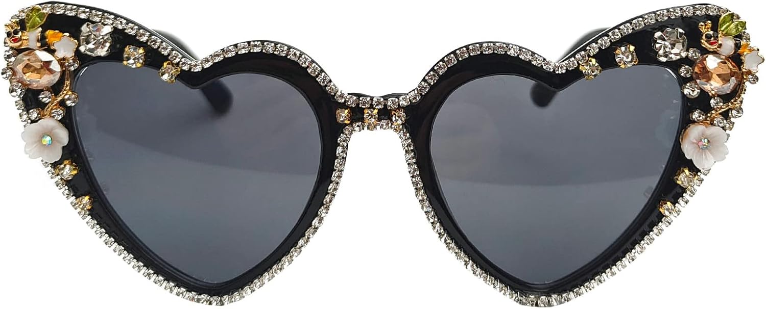 

Willochra Fashion Heart Женские солнцезащитные очки со стразами, блестящие солнцезащитные очки в форме сердца, женские солнцезащитные очки с бриллиантами для вечеринки, розовые очки, Black