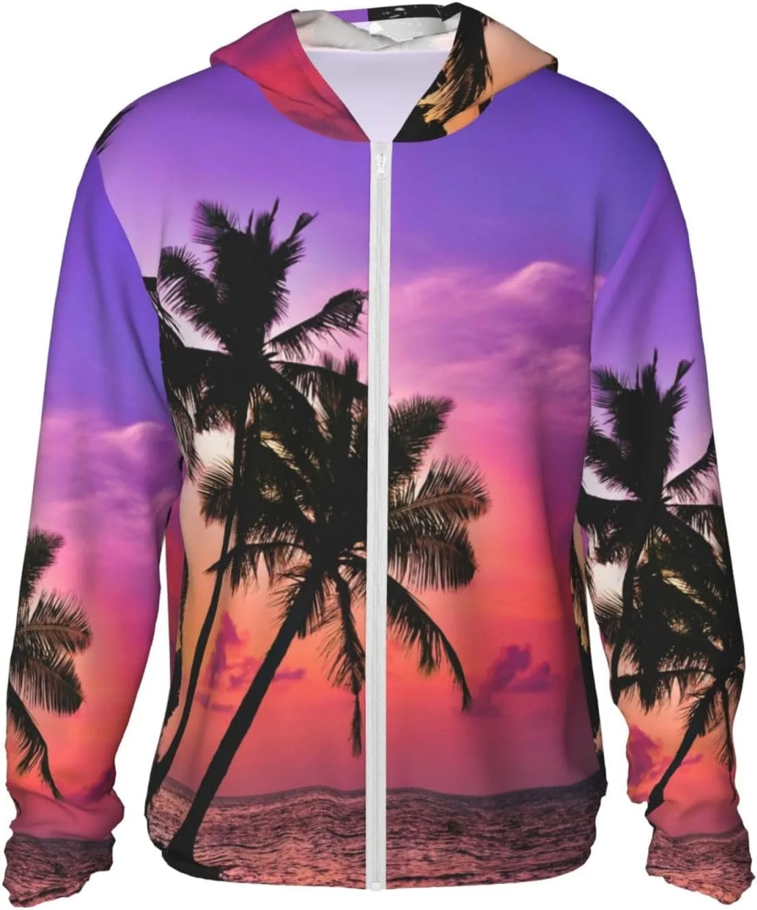 Толстовка с капюшоном для защиты от солнца Coconut Palm Trees, легкая спортивная, на молнии