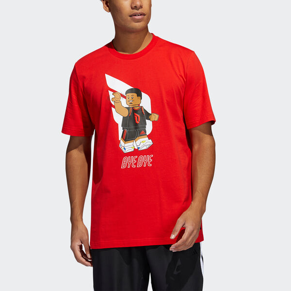 Футболка men's x lego crossover dame ss damian . lillard funny blocks printing basketball sports short sleeve red t-shirt Adidas, красный — фото 2