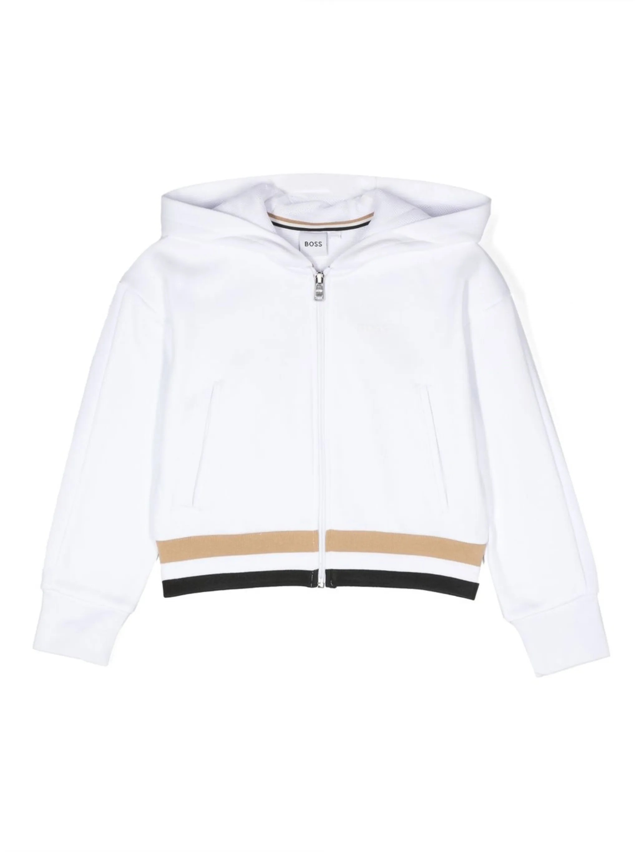 

Худи на молнии с сетчатыми вставками Boss Kidswear, белый