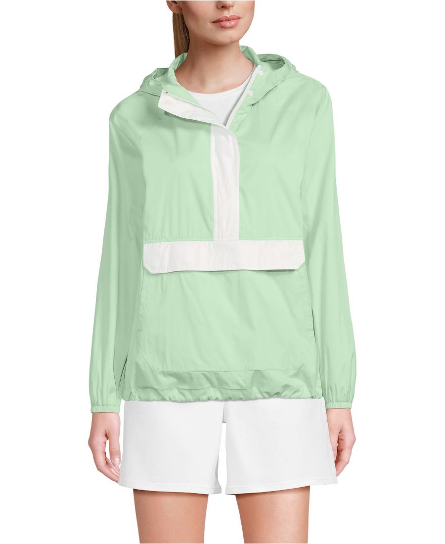 

Женская складная ветровка-анорак Lands' End, Icy mint/egret
