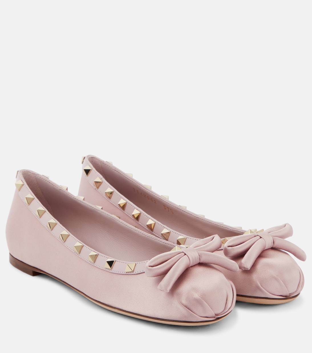 Атласные балетки Rockstud с кожаной отделкой Valentino Garavani, Water Lilac
