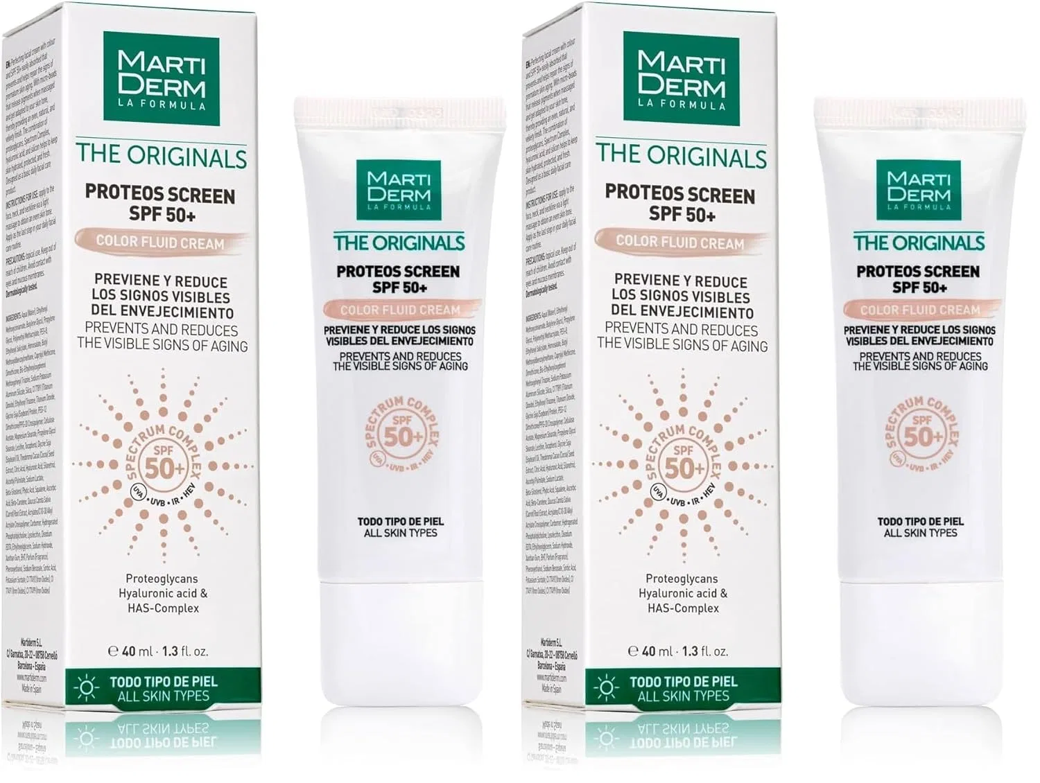 Тонирующий солнцезащитный крем «The Originals Proteos Screen SPF50+ Color Fluid Cream» от MARTIDERM, 40 мл (2 шт.) Martiderm, Beige