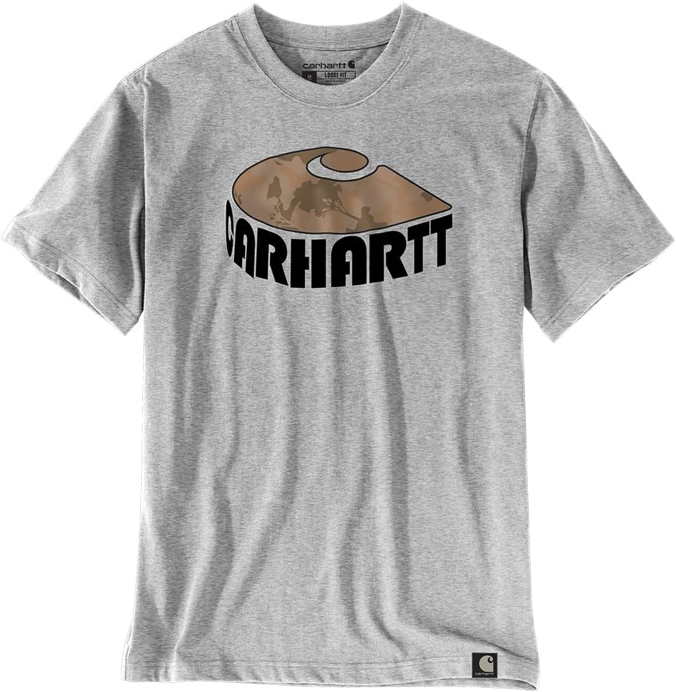 

Футболка Carhartt с принтом Camo C, мужская, свободного кроя, из плотного хлопка, с коротким рукавом, Heather Grey, Серый, Футболка Carhartt с принтом Camo C, мужская, свободного кроя, из плотного хлопка, с коротким рукавом, Heather Grey