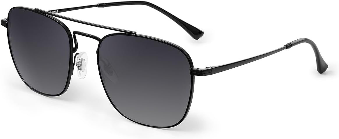 

Солнцезащитные очки JIM HALO Retro Square Aviator с линзами из высококачественного стекла и плоскими металлическими линзами, для мужчин и женщин, Black Frame / Polarized Smoke Fade Lens（not Glass Lens）