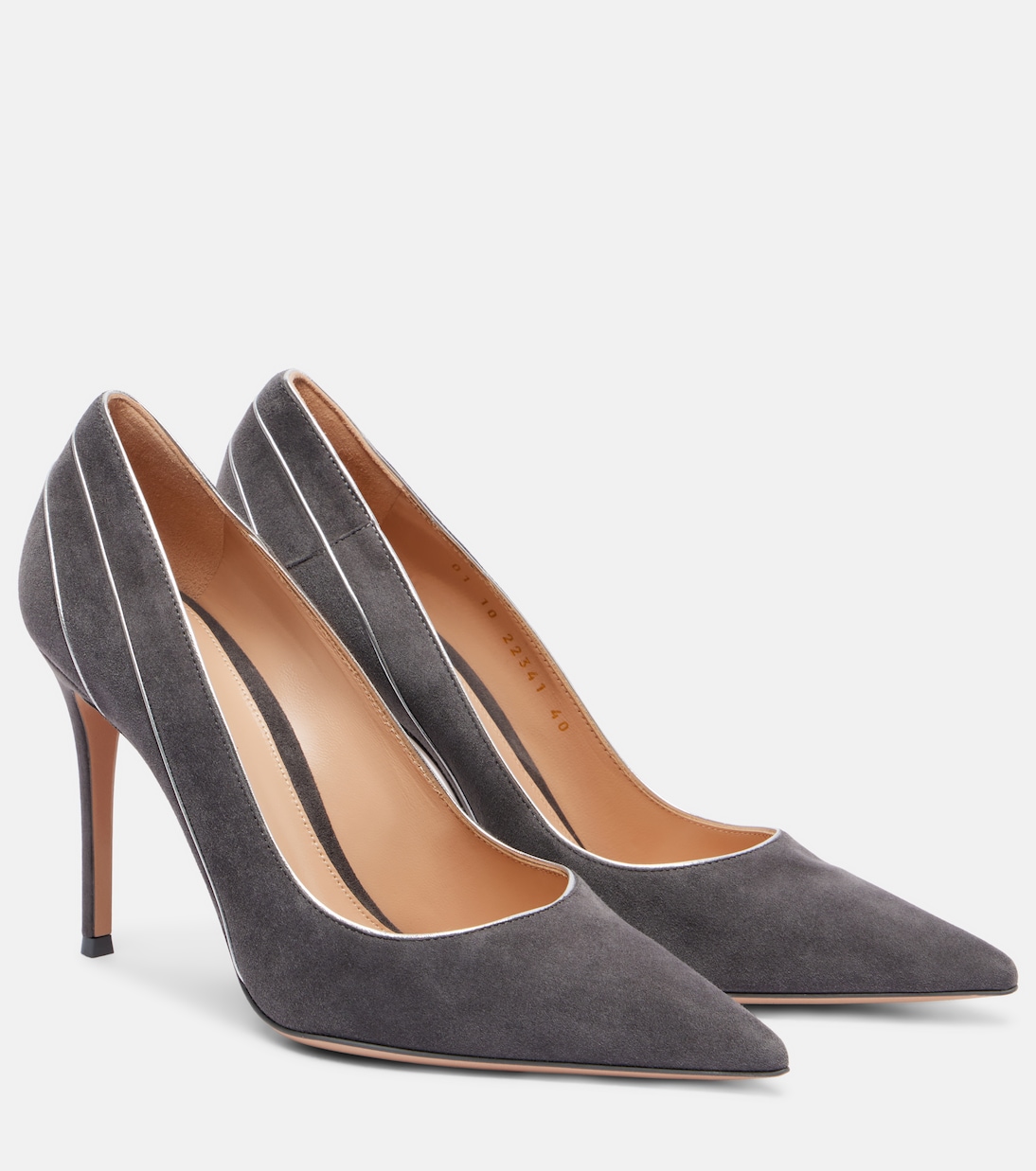 Замшевые туфли Pointy 95 Gianvito Rossi, Lapis+Silver