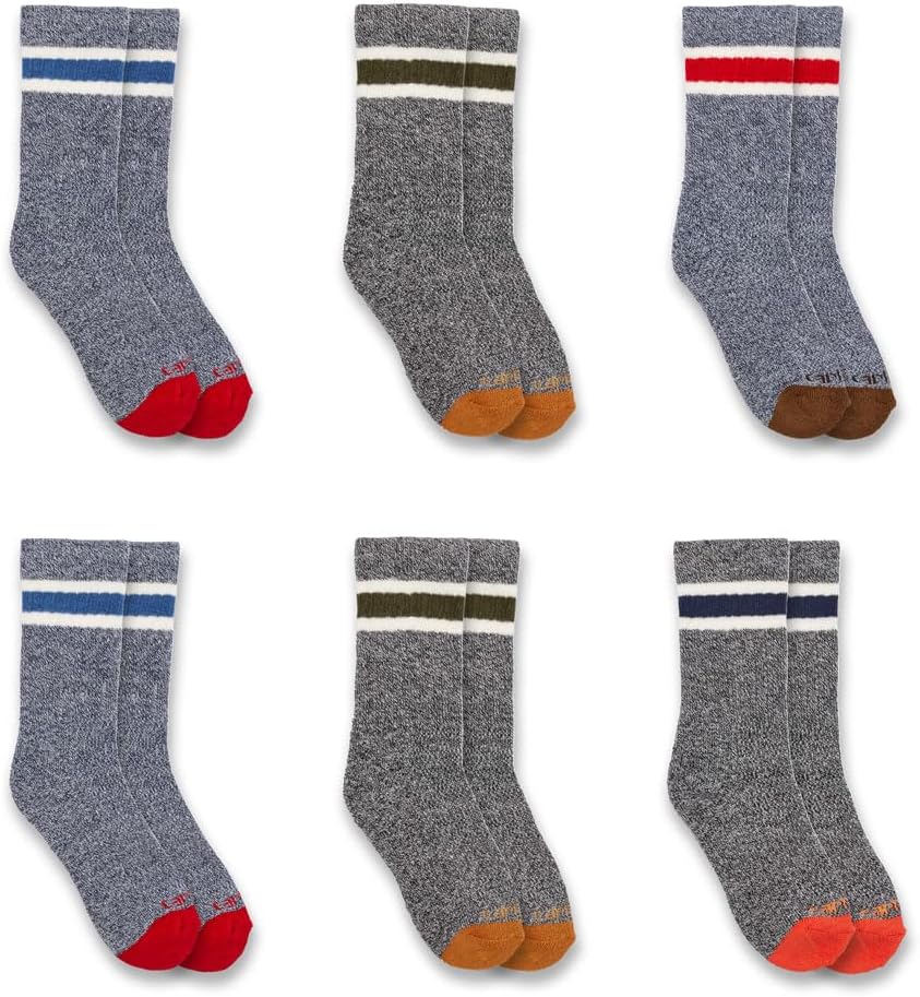 

Carhartt Kid's SC0146J мальчиковские Midweight Camp Crew носки 6-Pack, Assorted 1