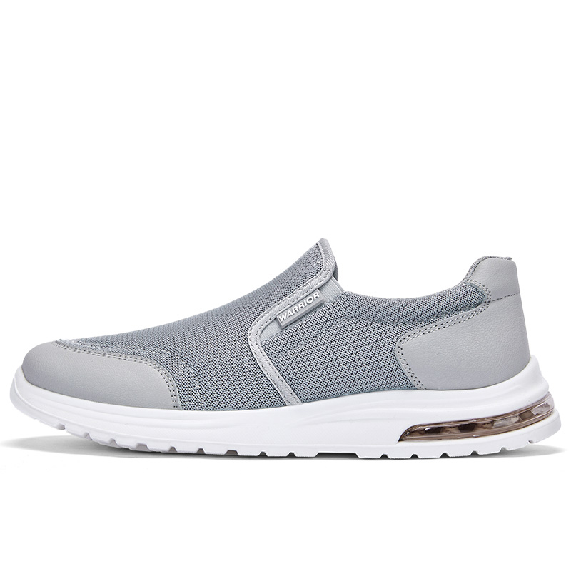 

WARRIOR Легкие дышащие противоскользящие и износостойкие удобные слипоны для пожилых родителей мужские серые, цвет Gray