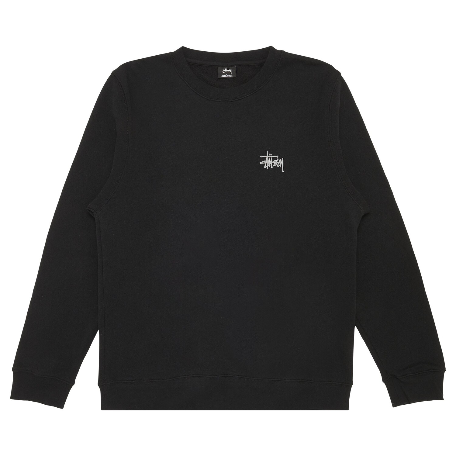 

Круглый вырез с логотипом Stussy Basic, цвет: черный/серый