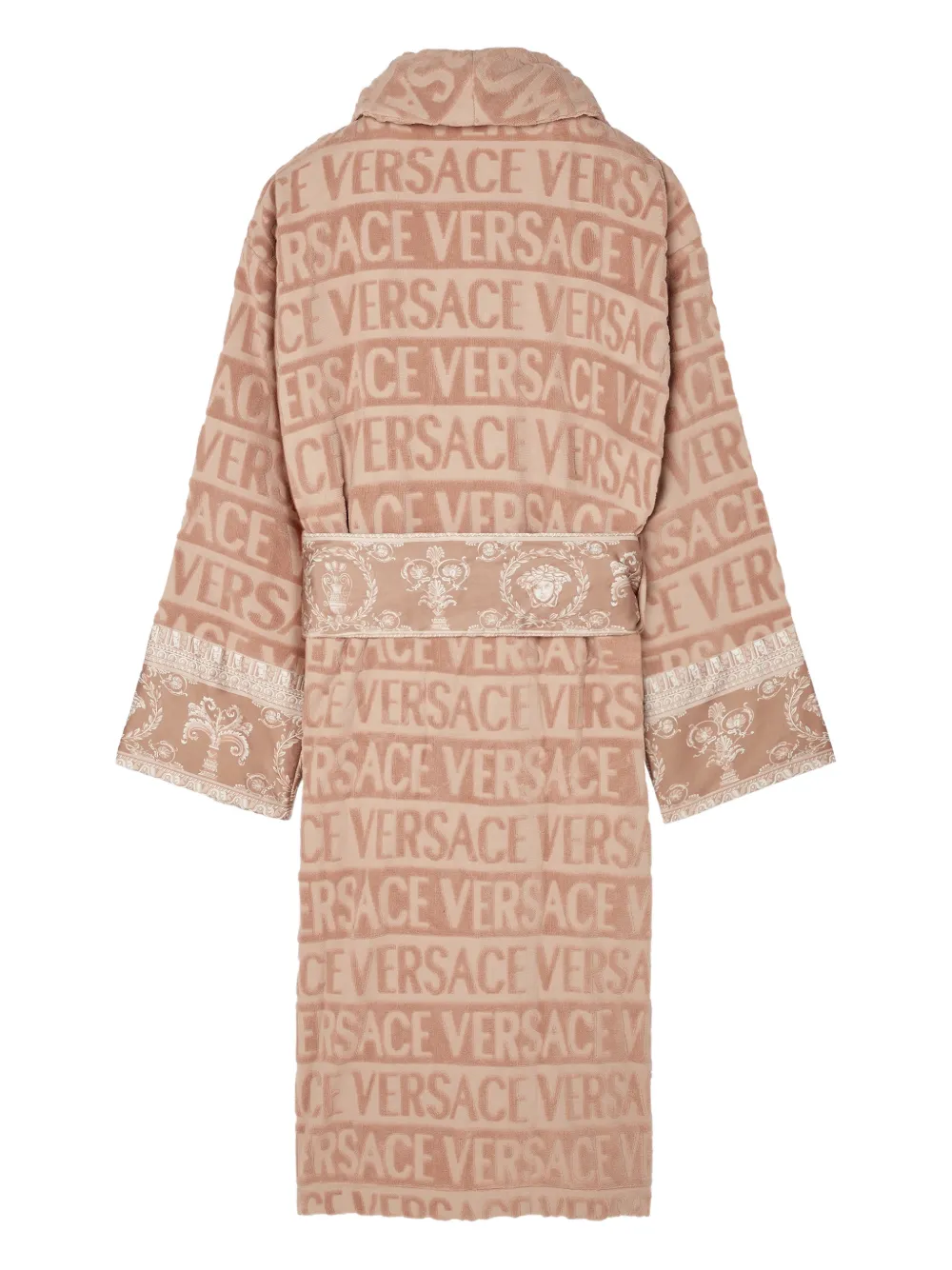 Халат с принтом Baroque и логотипом Versace, бежевый — фото 2