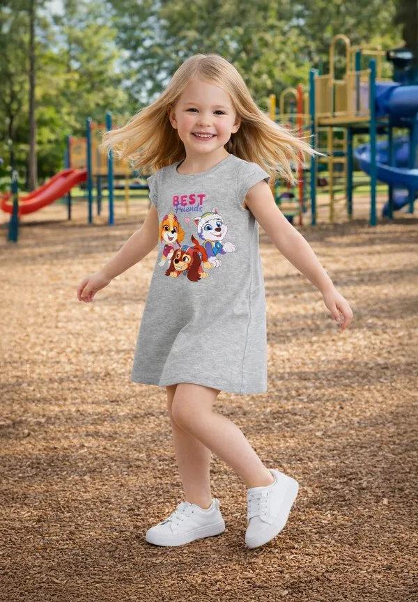 Трикотажное платье kleidchen mit kurzen ärmeln paw patrol kleid skye, everest zuma best friends kleidchen mit kurzen ärmeln Paw Patrol, Grau — фото 3