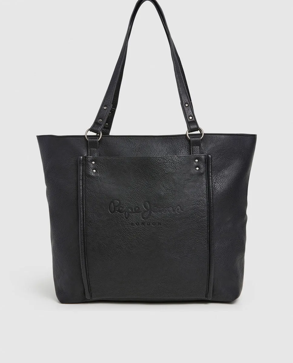 

Женская сумка-шоппер Bellamie Code с тональным передним карманом и логотипом Pepe Jeans, черный