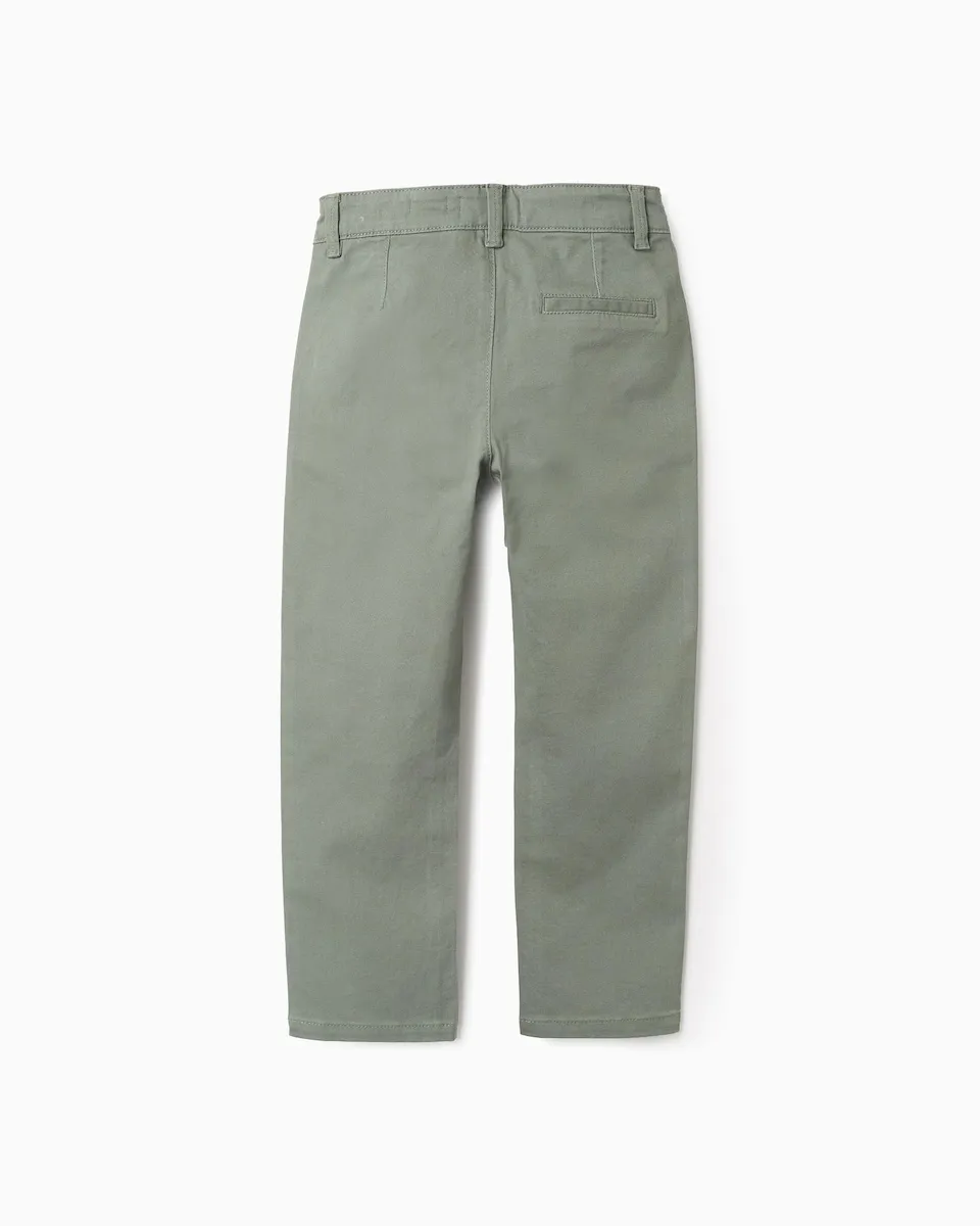 Китайские детские брюки из саржи slim fit Zippy, темно-зеленый — фото 2