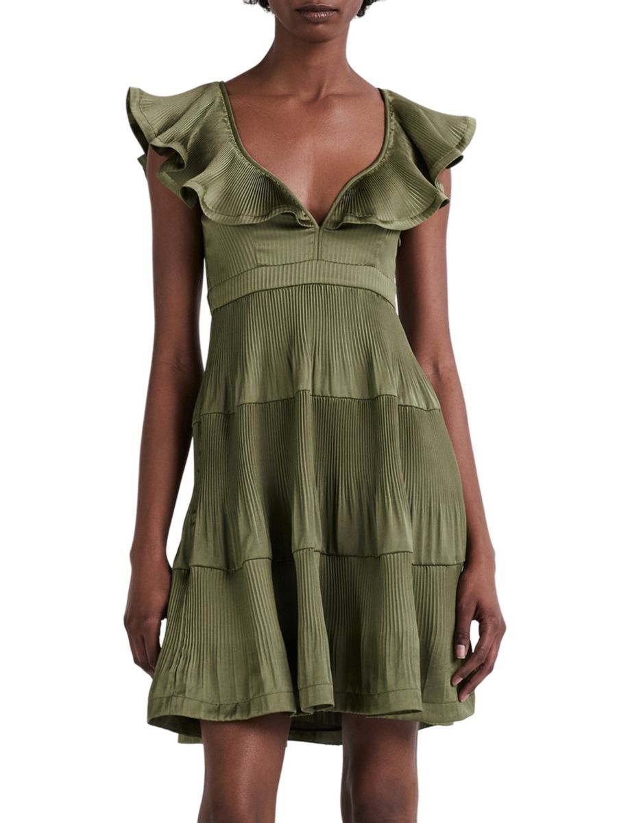 

Мини-платье Persis с плиссированными оборками Derek Lam 10 Crosby, цвет Fatigue