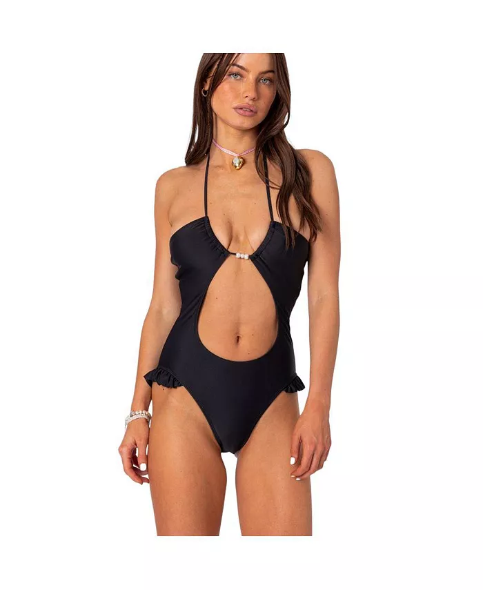 

Женский слитный купальник Nea Cut Out Edikted, черный
