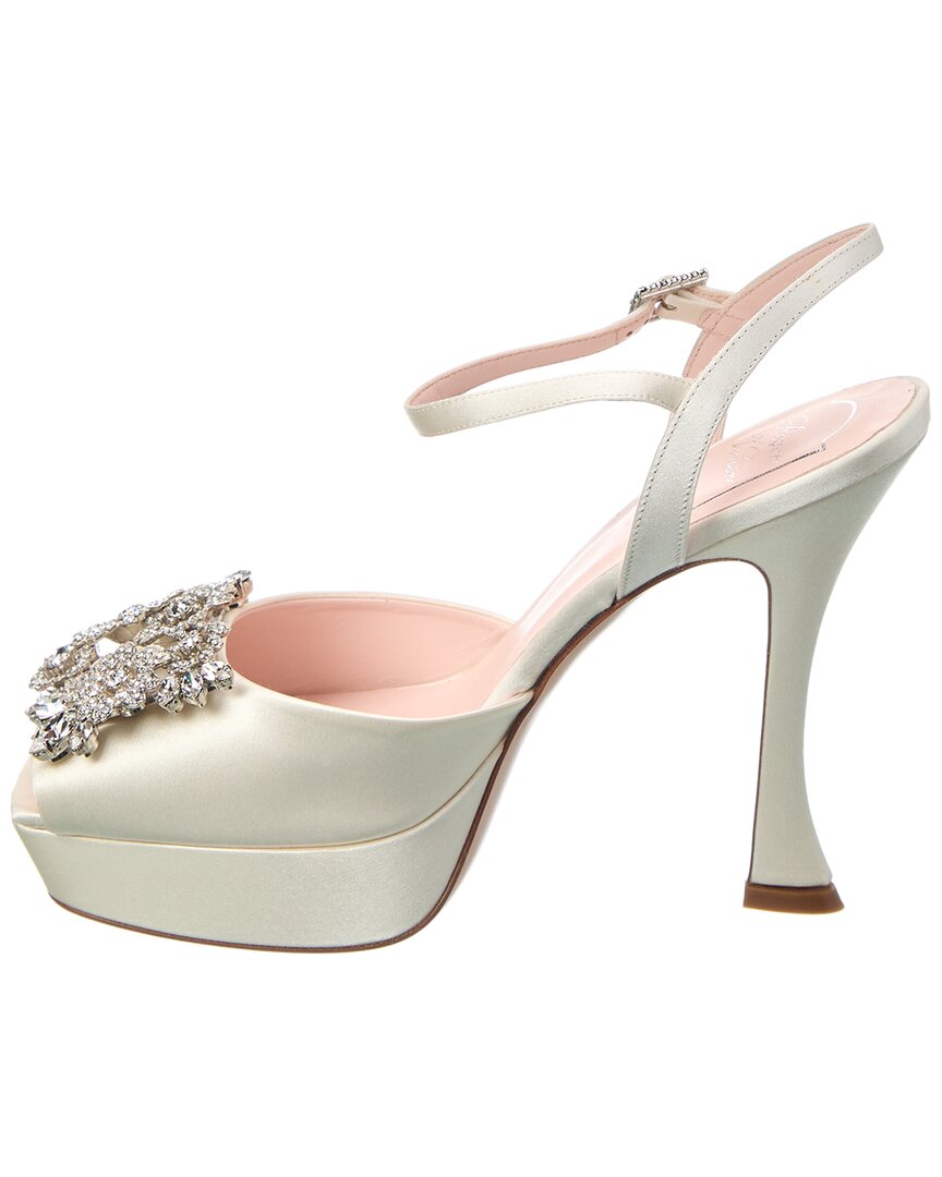 Roger Vivier RV Bouquet Satin Platform Sandal, белый — фото 2