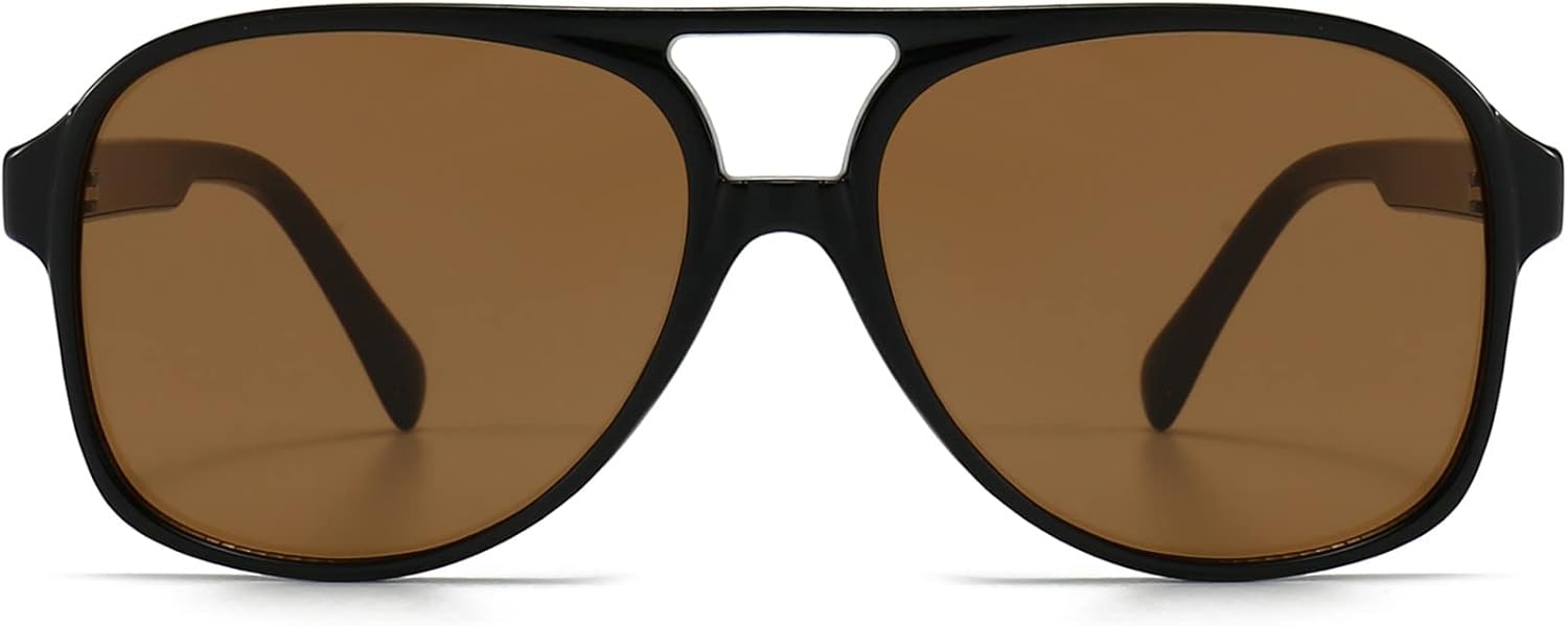 

Поляризованные солнцезащитные очки-авиаторы LASPOR для женщин и мужчин, винтажные ретро-очки 70-х годов, большая пластиковая оправа, защита от УФ-излучения UV400, Brown