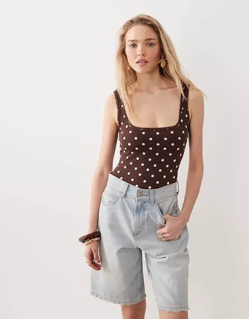 

Боди Miss Selfridge в горошек с отделкой пико