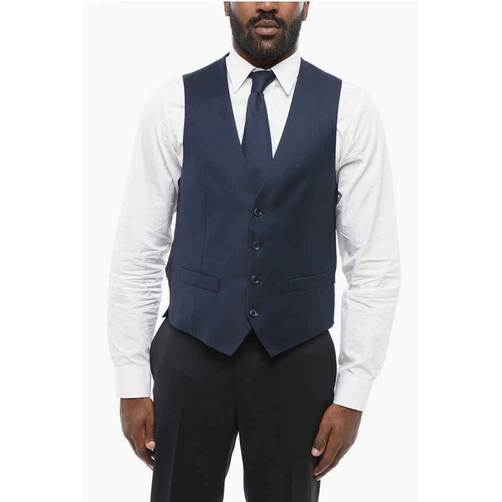 

CC COLLECTION 4 пуговицы REFINED шерстяной жилет Corneliani, Blue