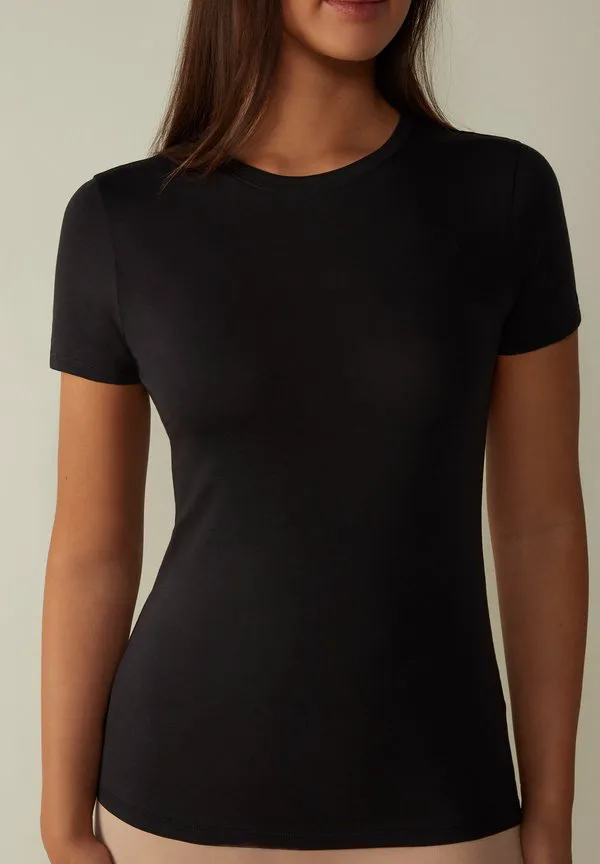 

Базовая футболка с коротким рукавом ultrafresh Intimissimi, Black, Черный, Базовая футболка с коротким рукавом ultrafresh Intimissimi, Black