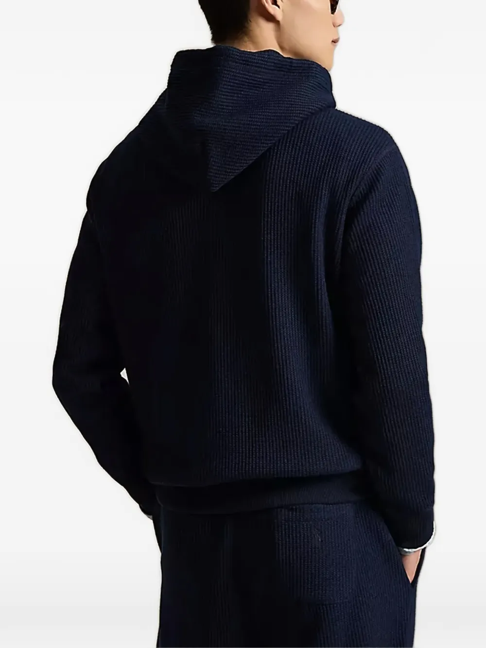 Вязаный худи вафельной вязки Polo Ralph Lauren, синий — фото 3