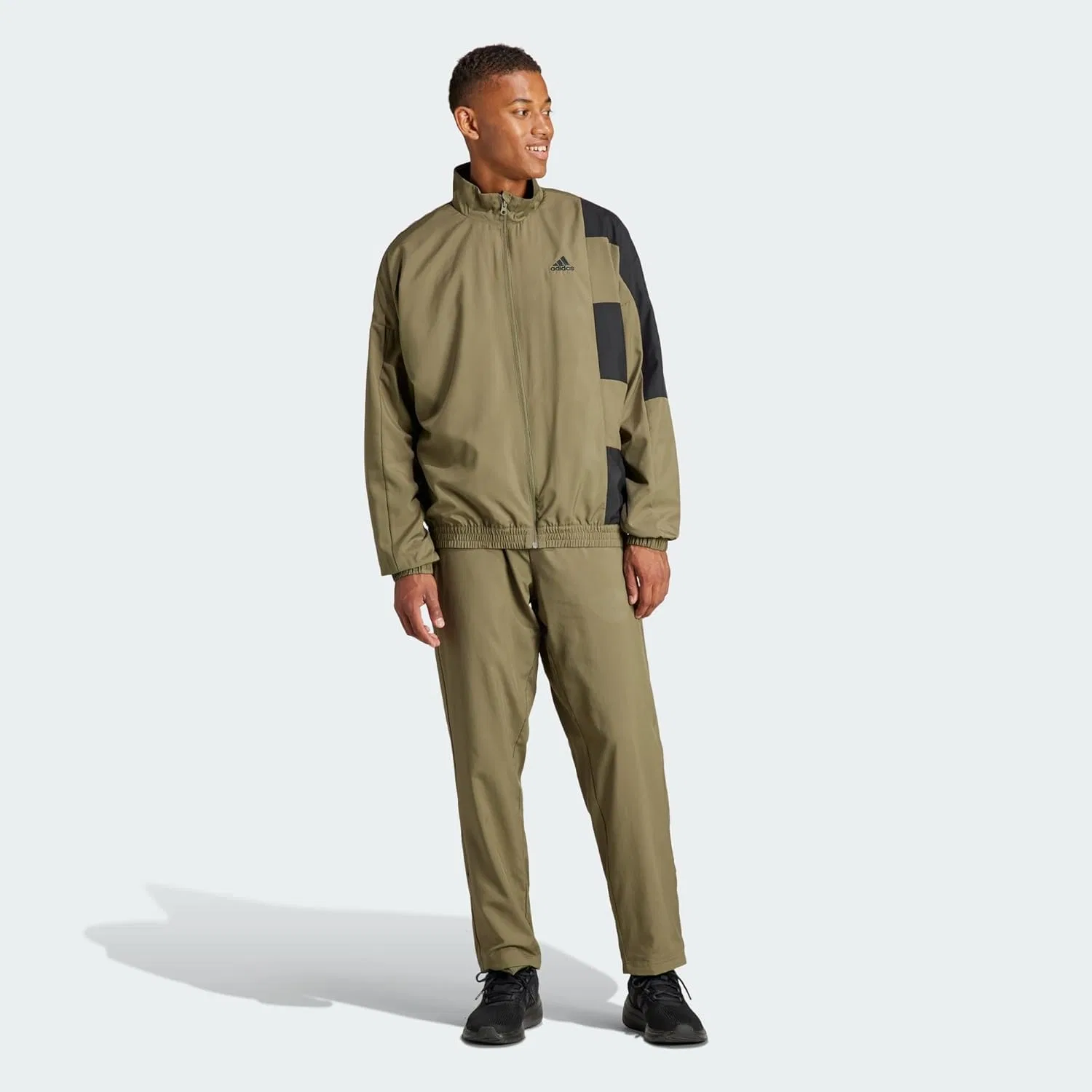 Спортивный костюм Colorblock, adidas, Olive Strata / Black — фото 2