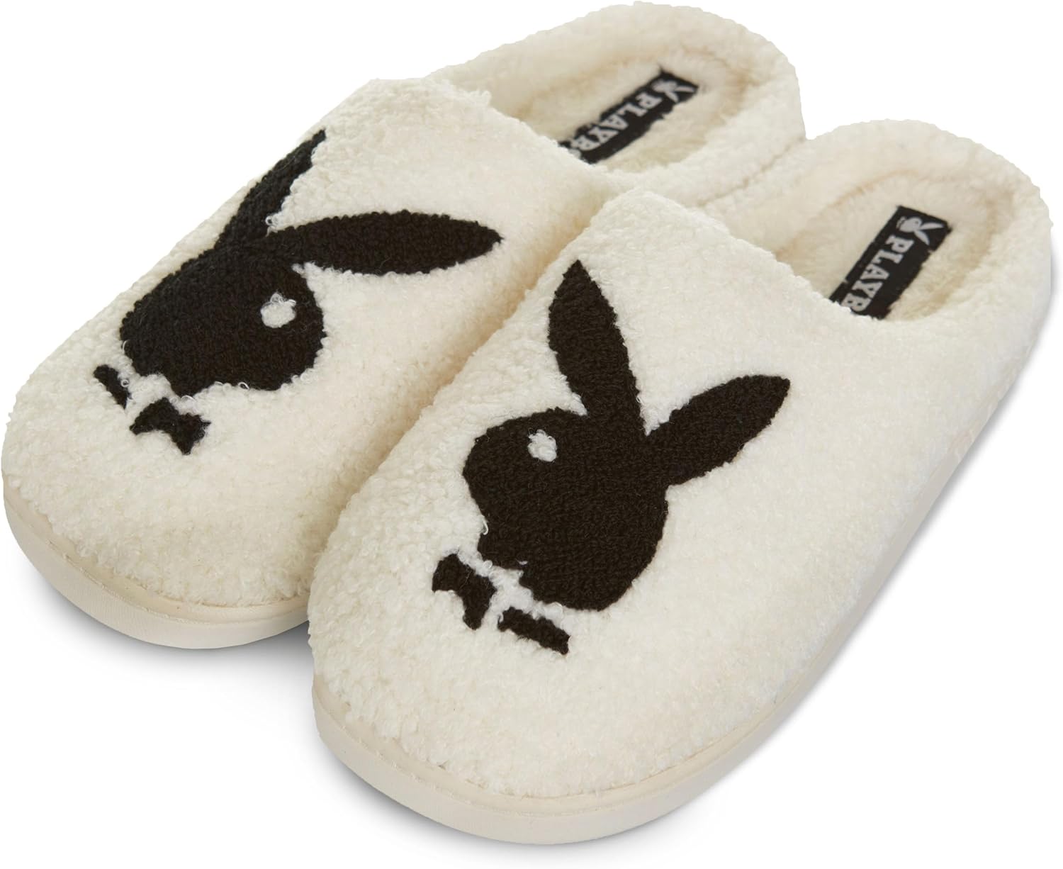 

Мужские тапочки Playboy Подарки для мужчин Экстра уютные пушистые домашние тапочки на слипоне, Cream