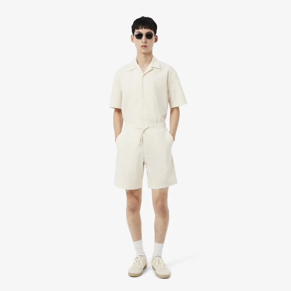 Мужские шорты из вафельного материала айвори от Lacoste