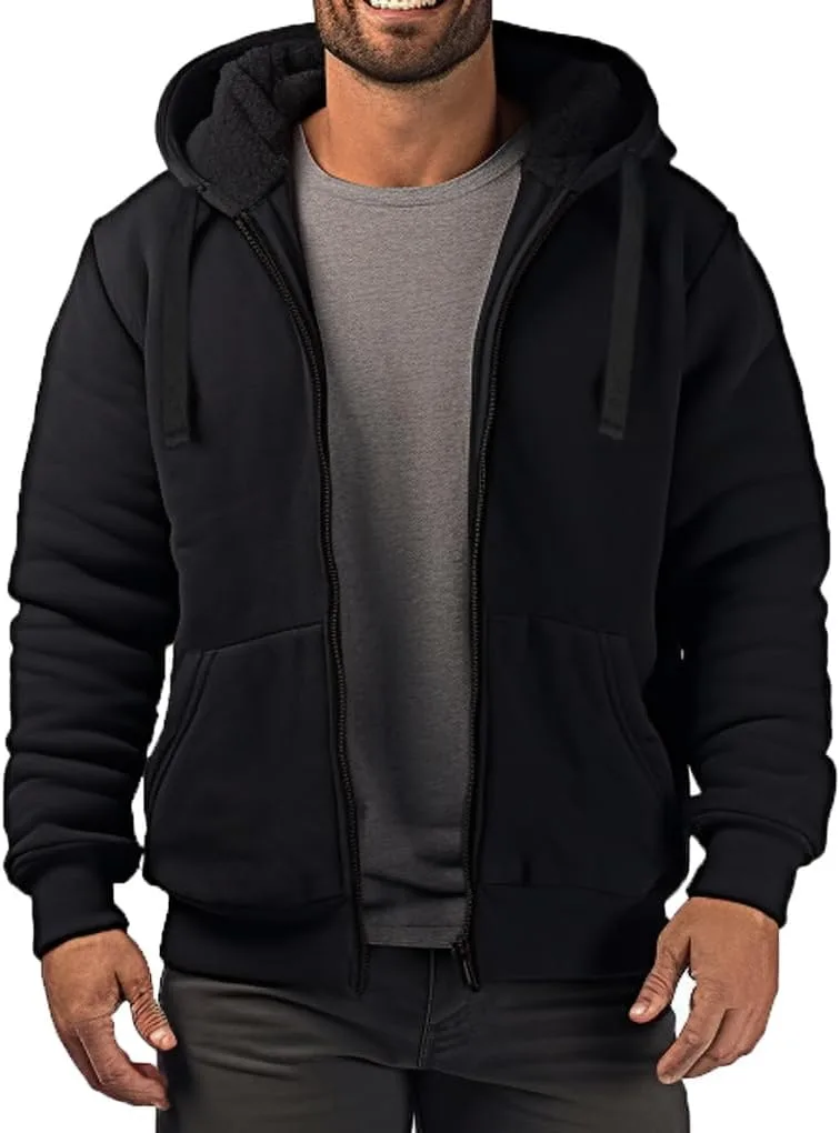 

Зимняя толстовка с капюшоном для мужчин, Sherpa Fleece Lined Jacket Dicodoum