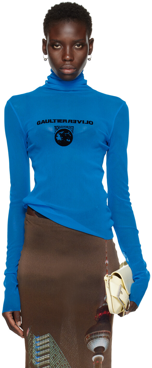 

Синяя водолазка Shayne Oliver Edition Jean Paul Gaultier, Ibiza blue/Black