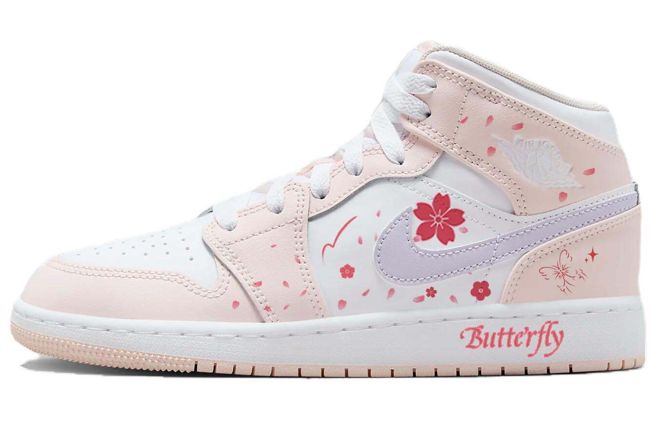 

Кроссовки Jordan 1 Mid Pink Wash GS, розовый