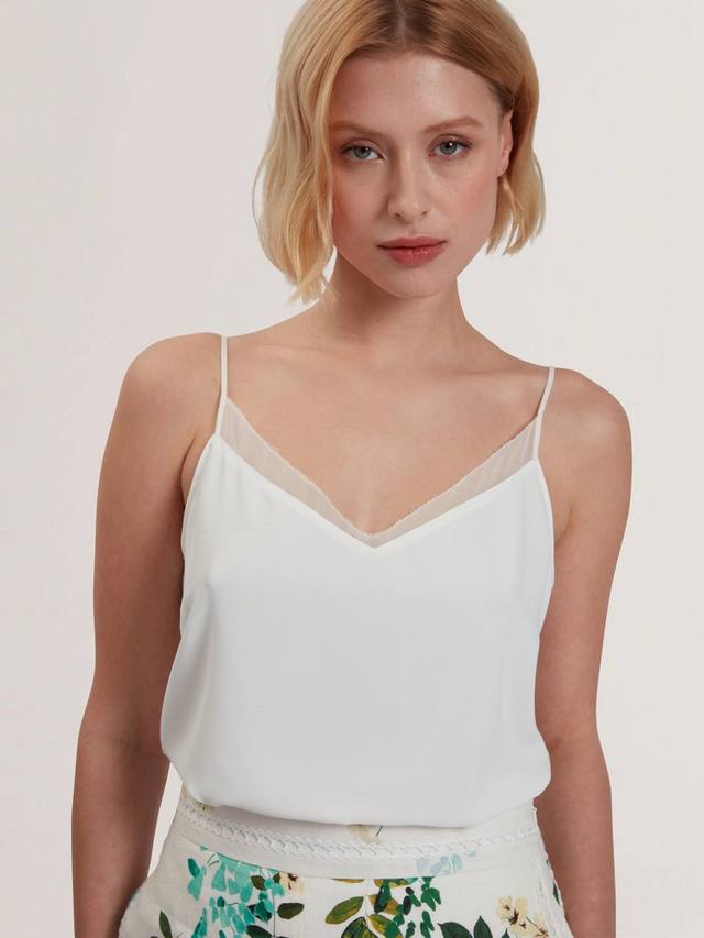 

Топ на бретелях с шифоновой вставкой из лулео Ted Baker, белый
