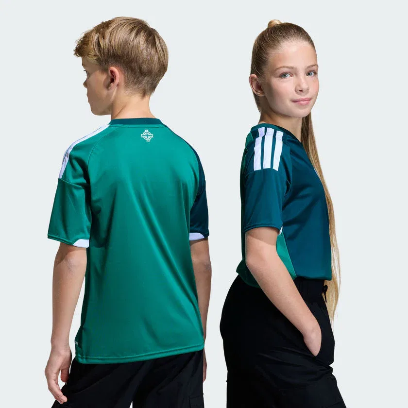 Детская домашняя футболка adidas сборной Северной Ирландии, размер 26, Glory Green / White — фото 2