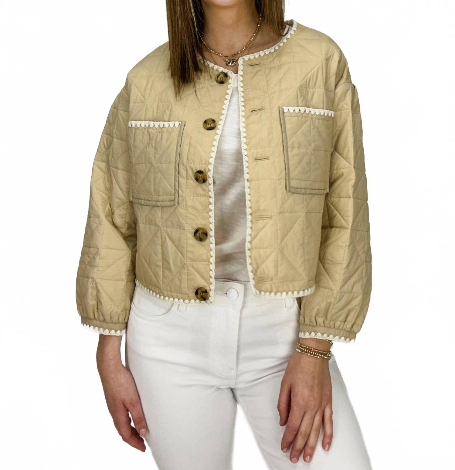 

Укороченная куртка Roxanne Whip Stitch песочного цвета DOLCE CABO, Sand