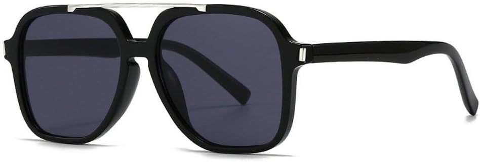 

Модные солнцезащитные очки большого размера с квадратной оправой и двойной перемычкой для женщин, защита от УФ-излучения UV400, ретро-стиль, заклепки, для мужчин, темно-зеленые солнцезащитные очки SKFGNX, Black Grey