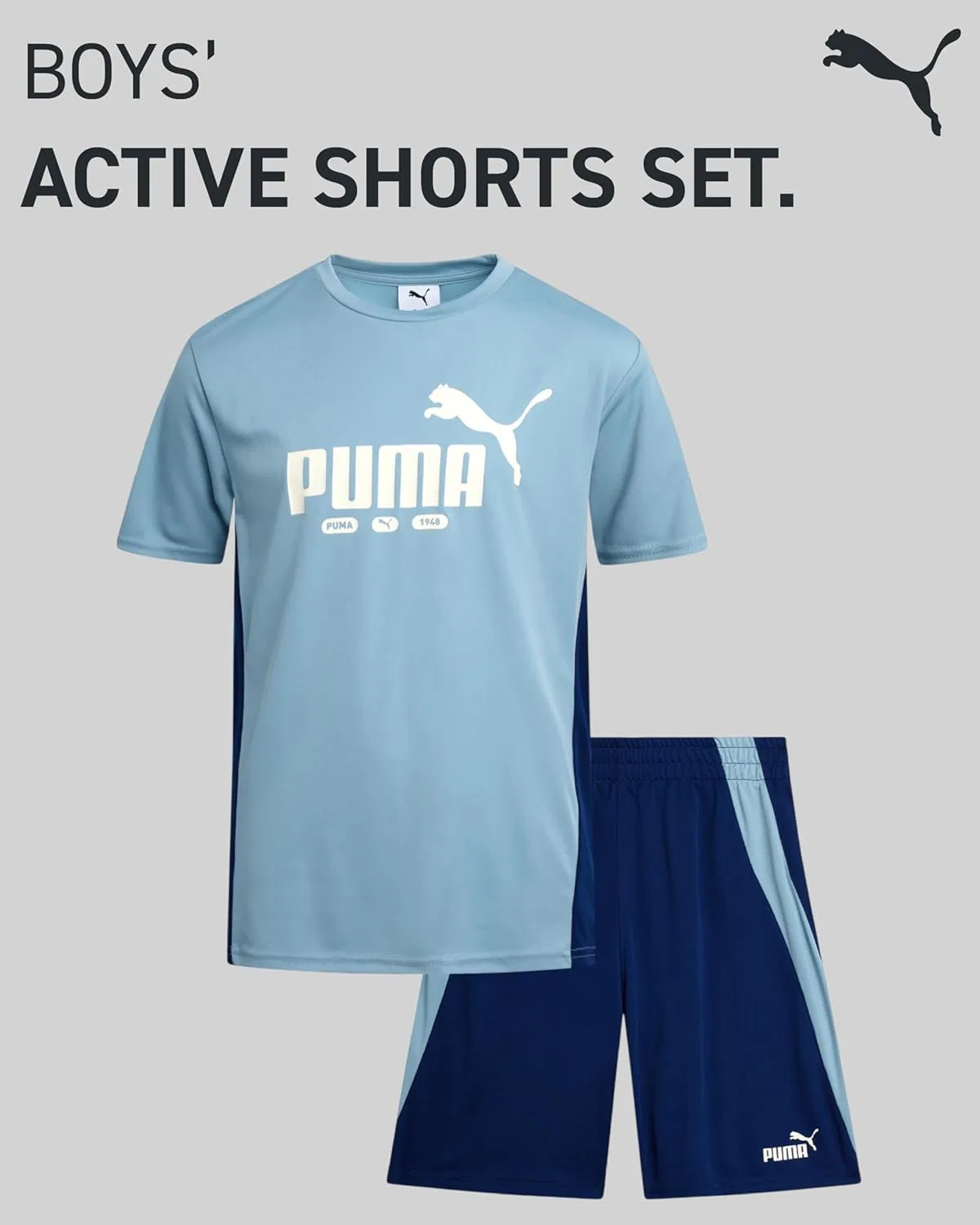 Детский спортивный комплект из футболки и шорт PUMA, Mint Green/Navy — фото 2