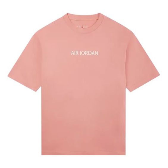 

Футболка Men's Air Jordan Solid Color Alphabet Logo Printing Round Neck Short Sleeve Pink T-Shirt, мультиколор