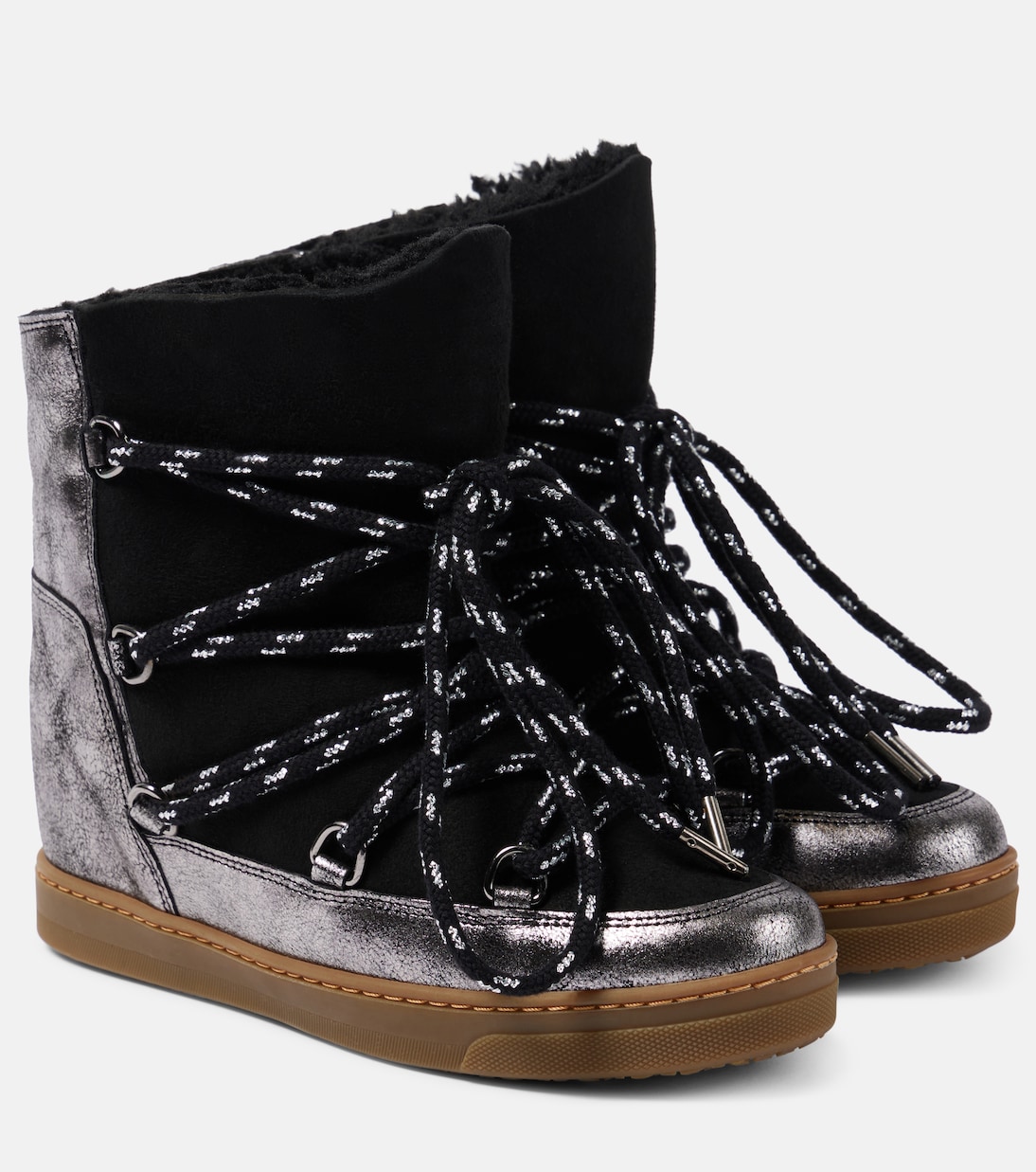 Зимние ботинки Nowles из кожи с подкладкой из овчины Isabel Marant, серебряный