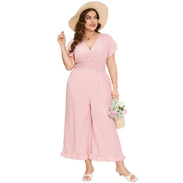 

Комбинезон Wonder plus size с короткими рукавами и эластичным поясом Xuba, Pink